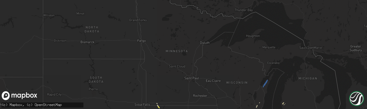 Hail map in Minnesota on August 8, 2021