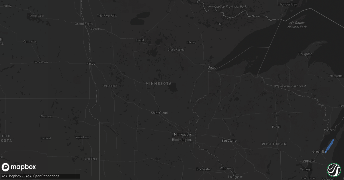 Hail map in Minnesota on August 8, 2021