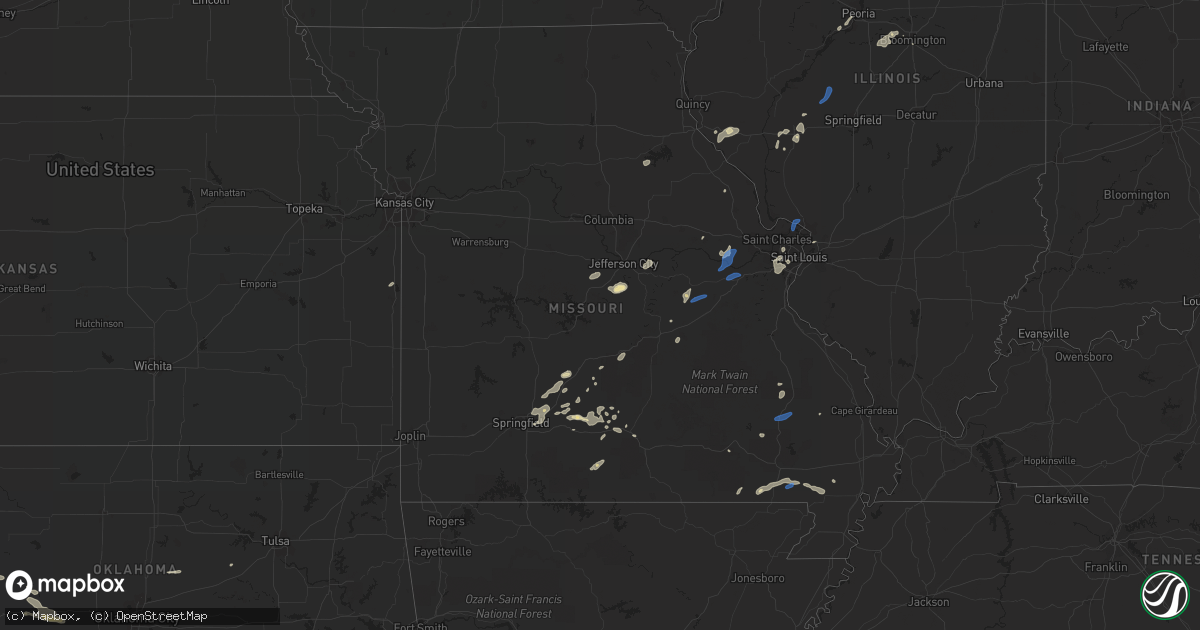 Hail map in Missouri on August 8, 2021