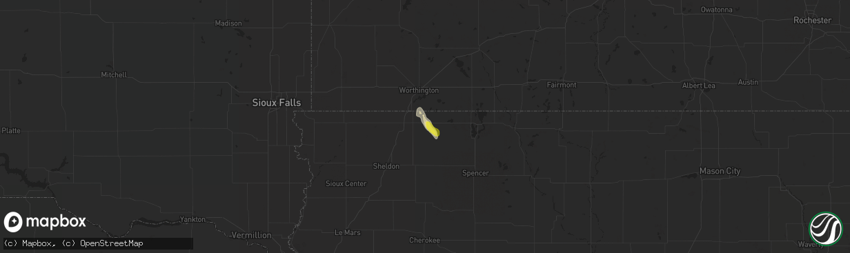 Hail map in Ocheyedan, IA on August 8, 2021