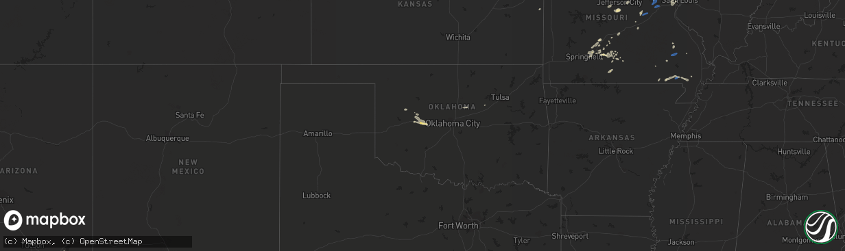 Hail map in Oklahoma on August 8, 2021