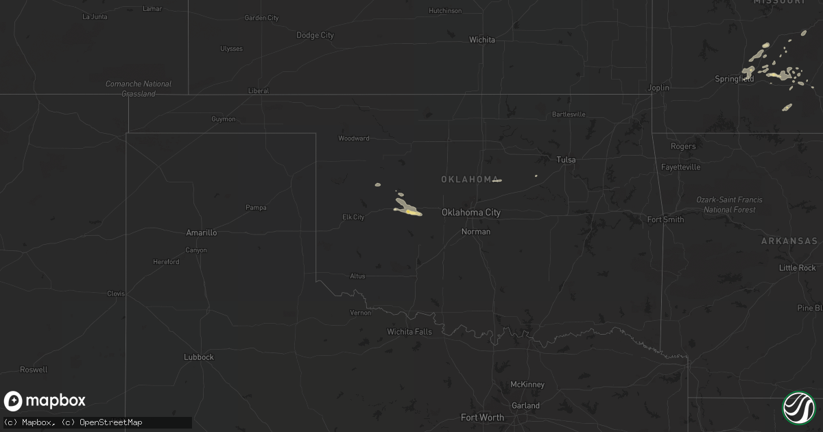Hail map in Oklahoma on August 8, 2021
