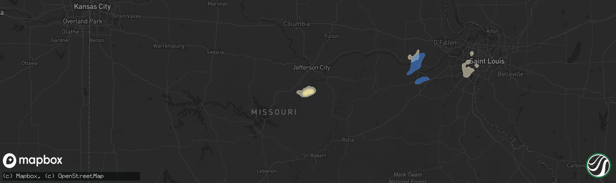 Hail map in Saint Thomas, MO on August 8, 2021