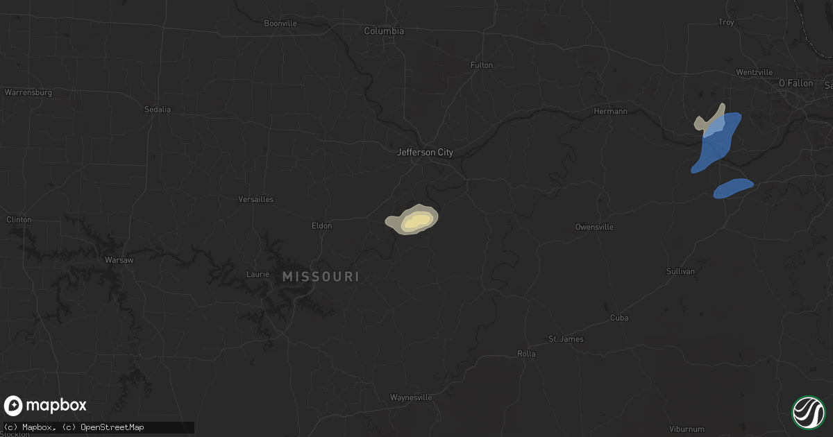 Hail map in Saint Thomas, MO on August 8, 2021