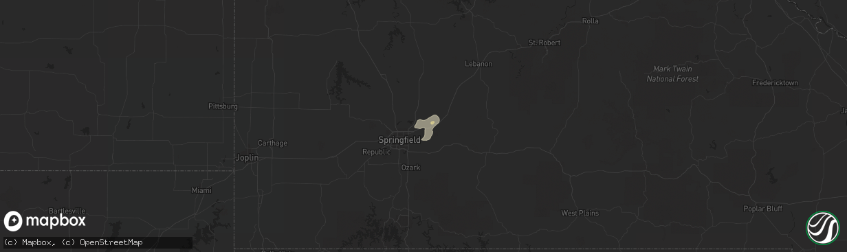 Hail map in Strafford, MO on August 8, 2021