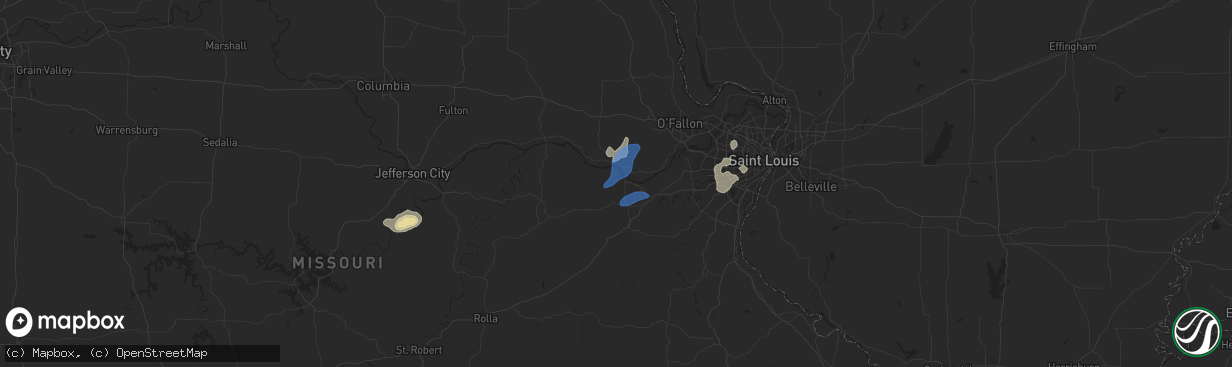 Hail map in Washington, MO on August 8, 2021