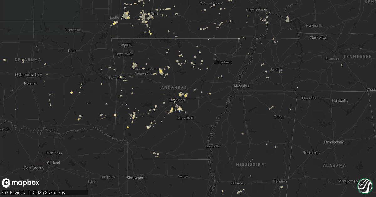 Hail map in Arkansas on August 8, 2022