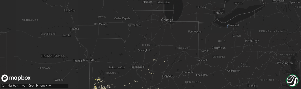Hail map in Illinois on August 8, 2022