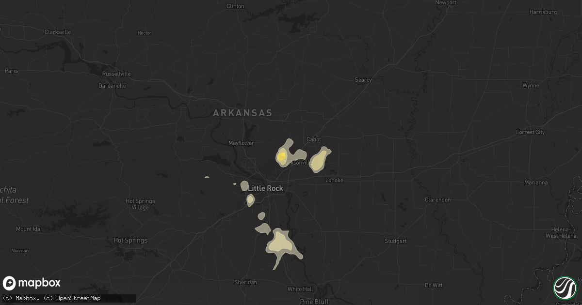 Hail map in Jacksonville, AR on August 8, 2022