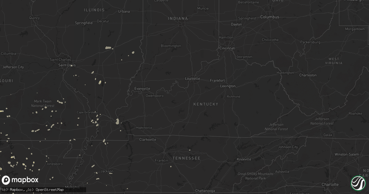 Hail map in Kentucky on August 8, 2022