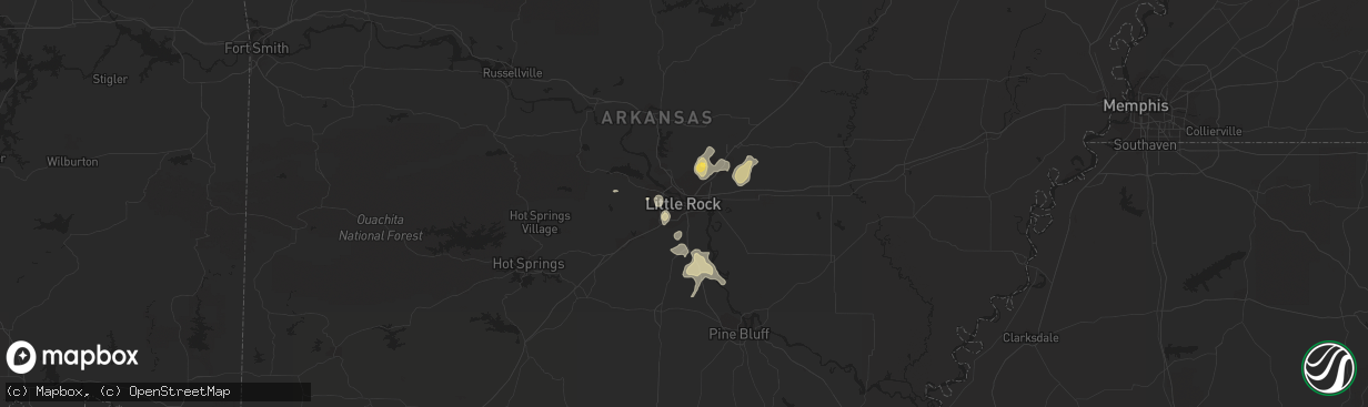 Hail map in Little Rock, AR on August 8, 2022