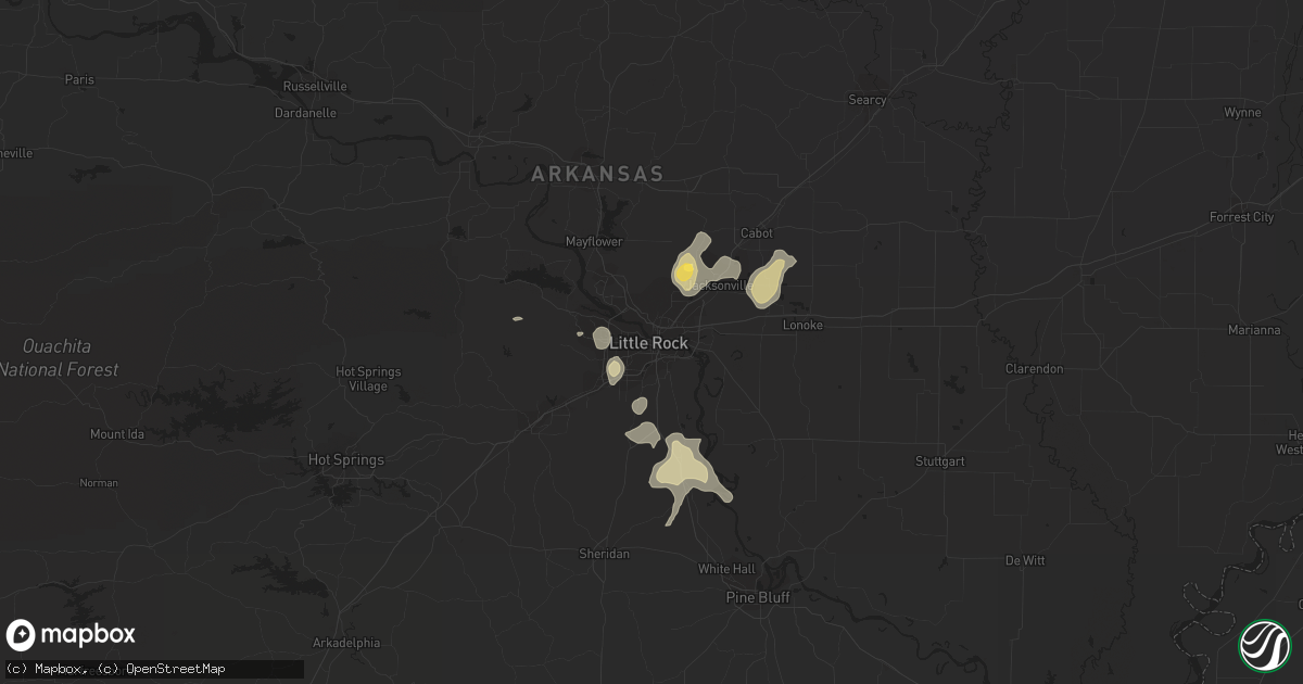 Hail map in Little Rock, AR on August 8, 2022