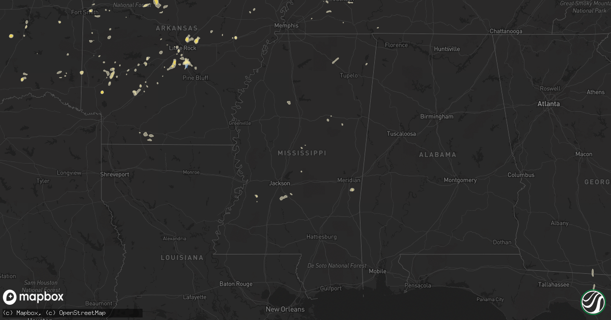 Hail map in Mississippi on August 8, 2022