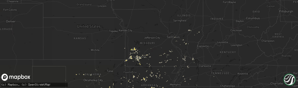 Hail map in Missouri on August 8, 2022