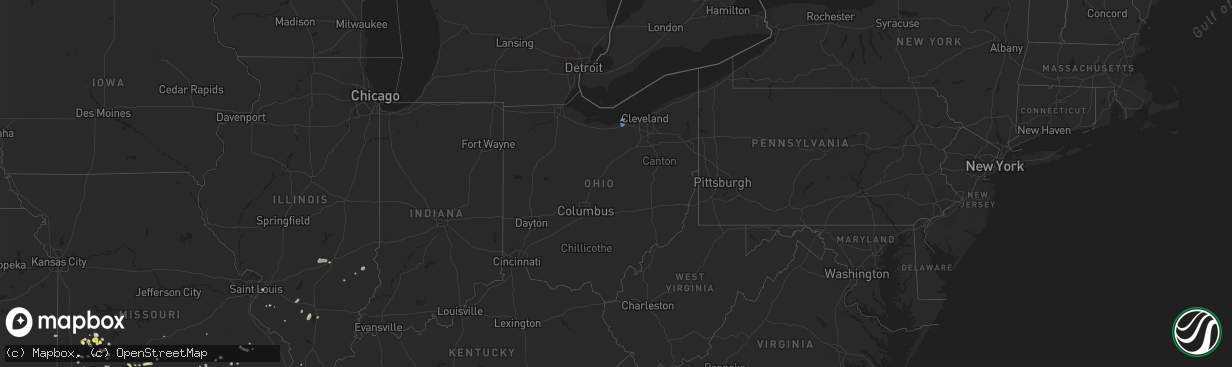 Hail map in Ohio on August 8, 2022