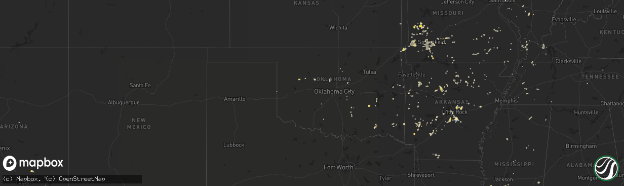 Hail map in Oklahoma on August 8, 2022