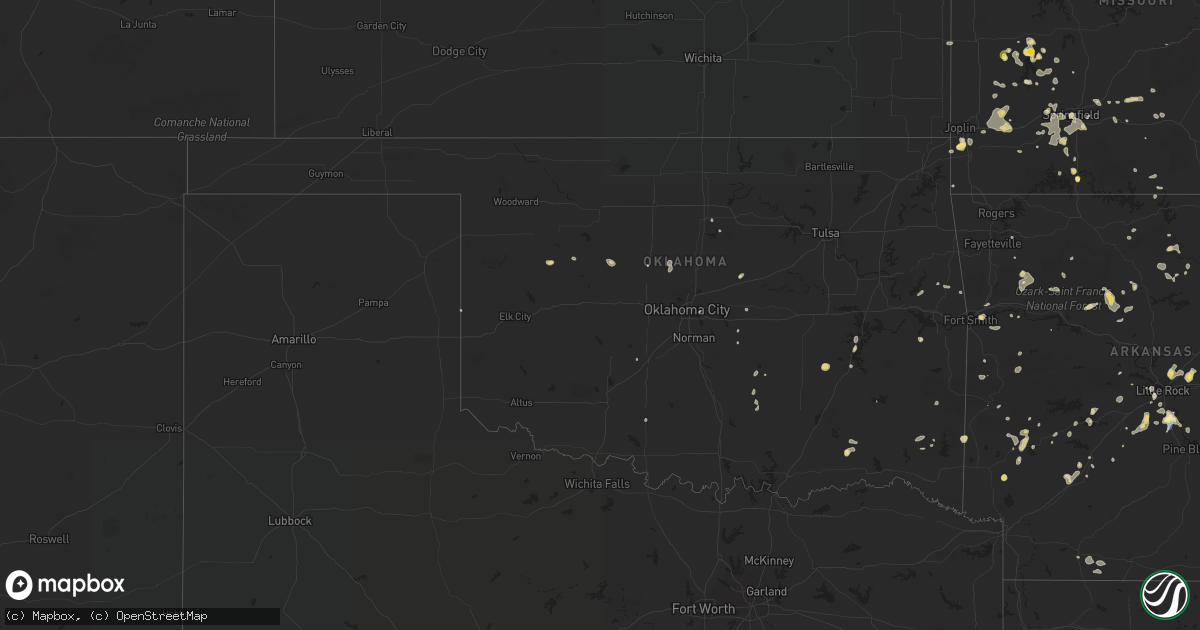 Hail map in Oklahoma on August 8, 2022