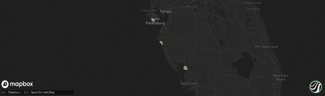 Hail map in Sarasota, FL on August 8, 2022