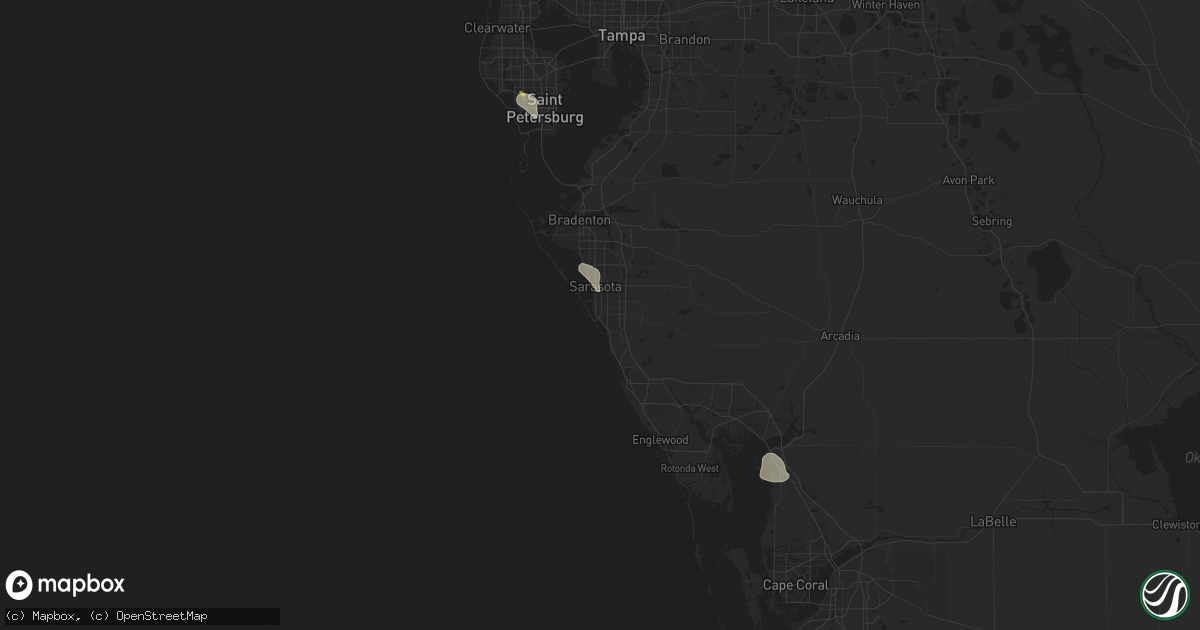 Hail map in Sarasota, FL on August 8, 2022