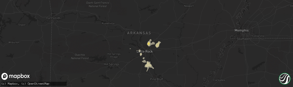 Hail map in Sherwood, AR on August 8, 2022