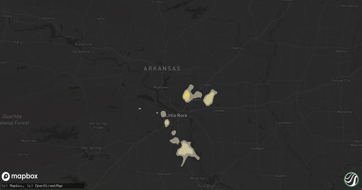 Hail map in Sherwood, AR on August 8, 2022