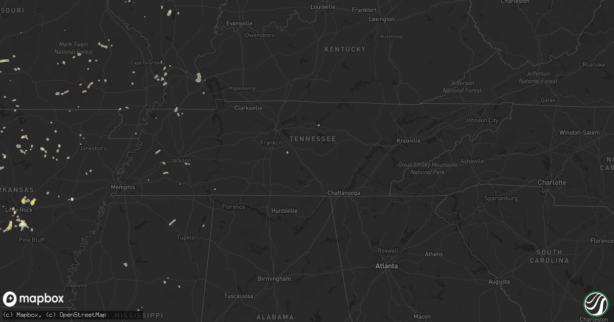 Hail map in Tennessee on August 8, 2022