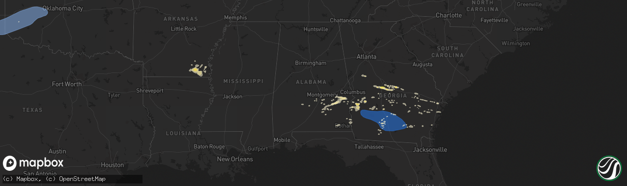 Hail map in Alabama on August 8, 2023
