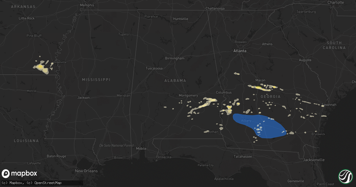 Hail map in Alabama on August 8, 2023