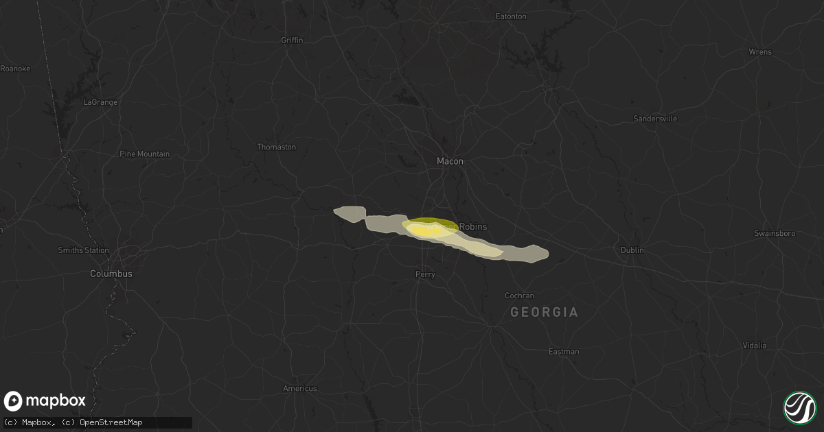 Hail map in Byron, GA on August 8, 2023