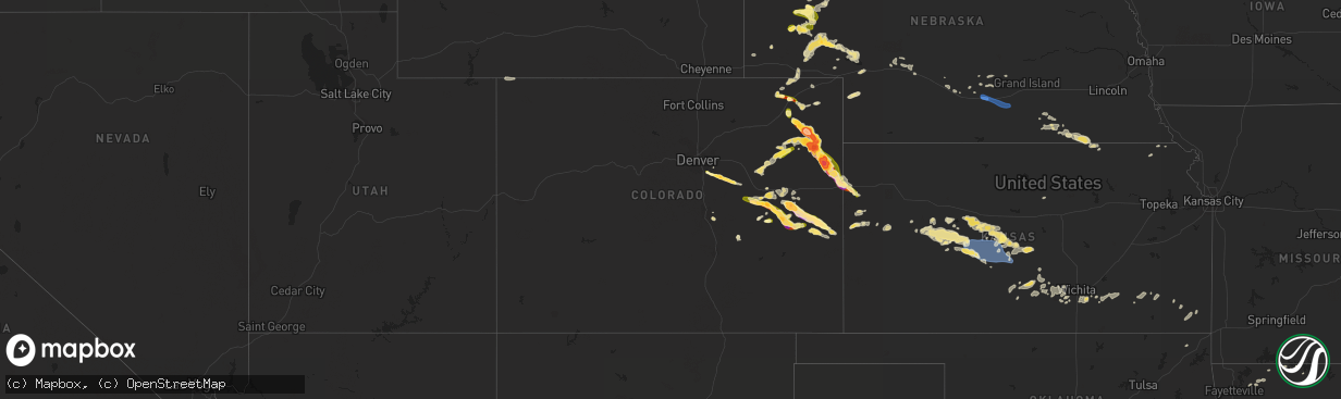 Hail map in Colorado on August 8, 2023