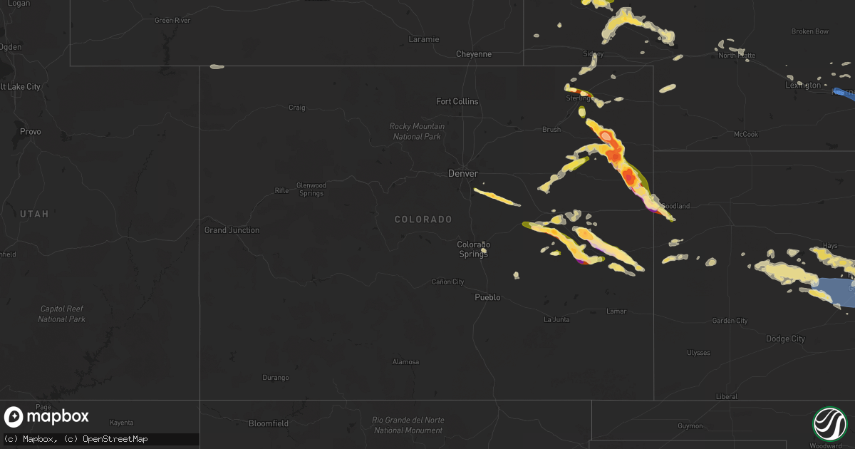 Hail map in Colorado on August 8, 2023
