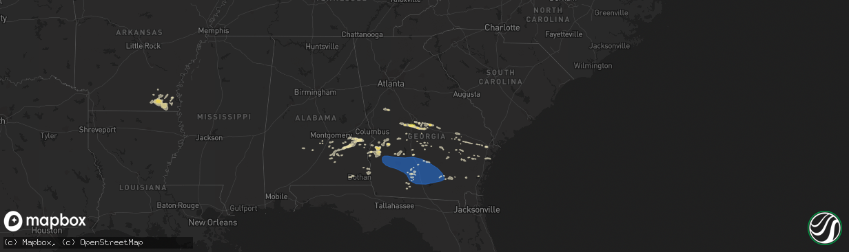 Hail map in Georgia on August 8, 2023