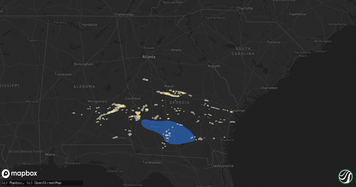 Hail map in Georgia on August 8, 2023