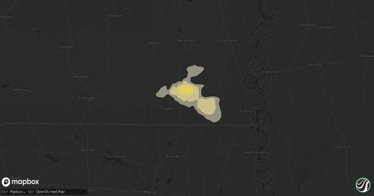 Hail map in Hamburg, AR on August 8, 2023