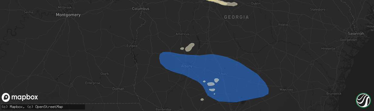Hail map in Leesburg, GA on August 8, 2023