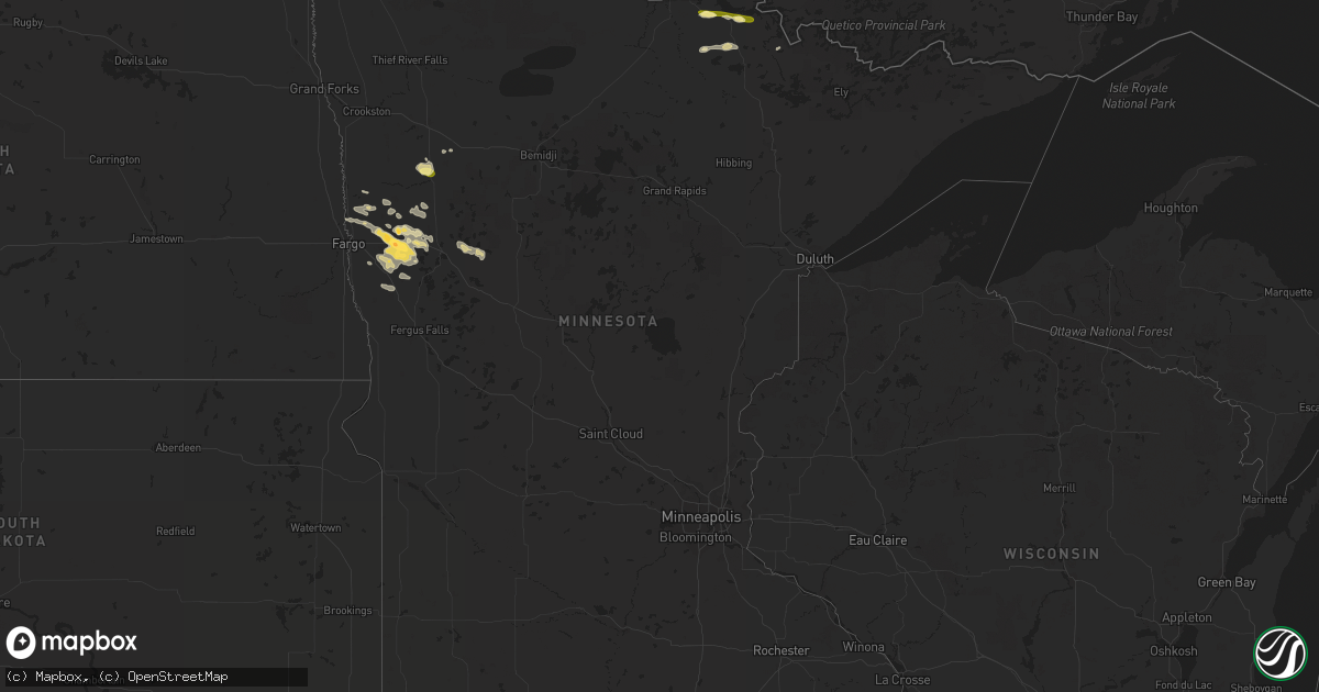 Hail map in Minnesota on August 8, 2023