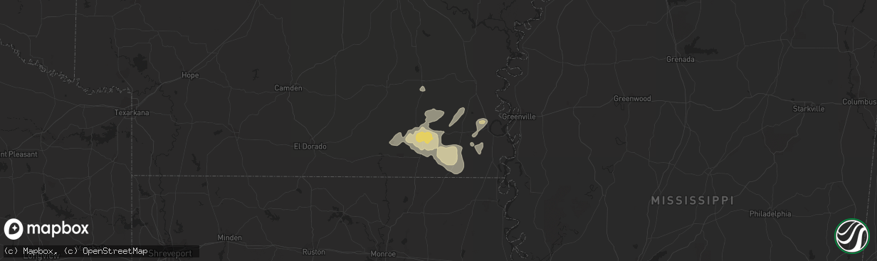 Hail map in Montrose, AR on August 8, 2023