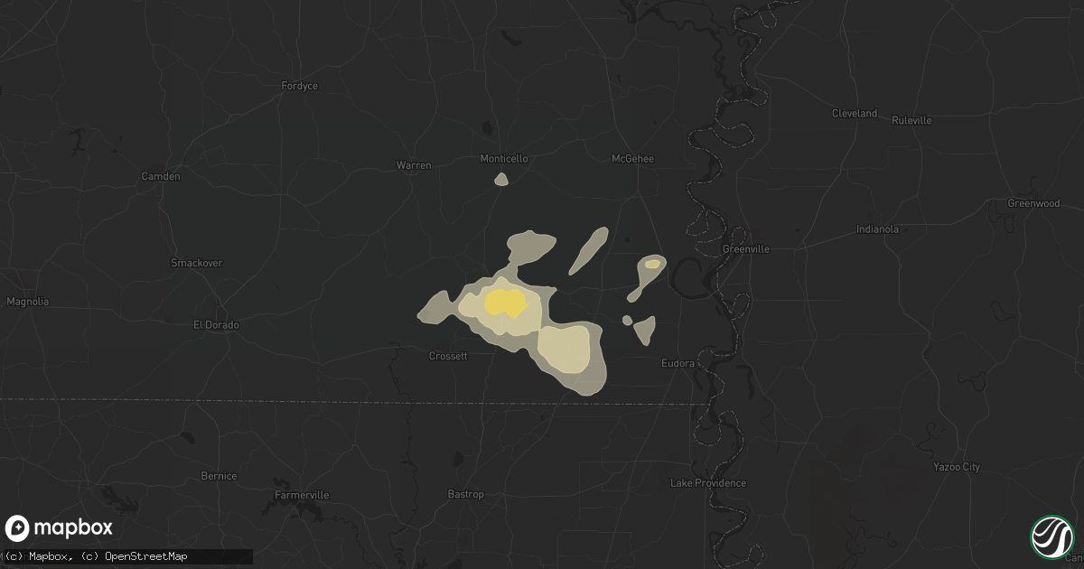 Hail map in Montrose, AR on August 8, 2023