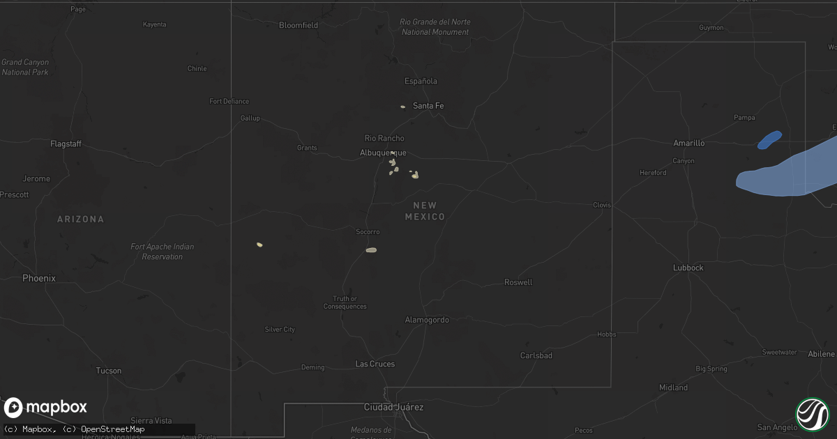 Hail map in New Mexico on August 8, 2023
