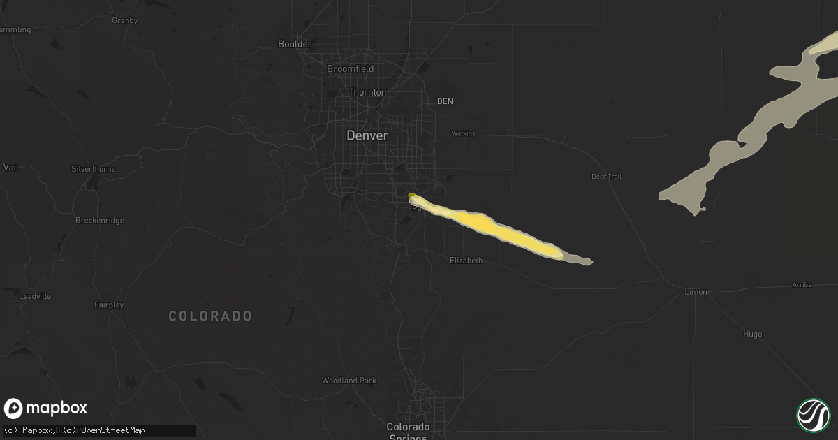Hail map in Parker, CO on August 8, 2023