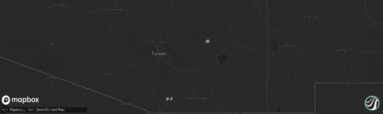 Hail map in Benson, AZ on August 8, 2024