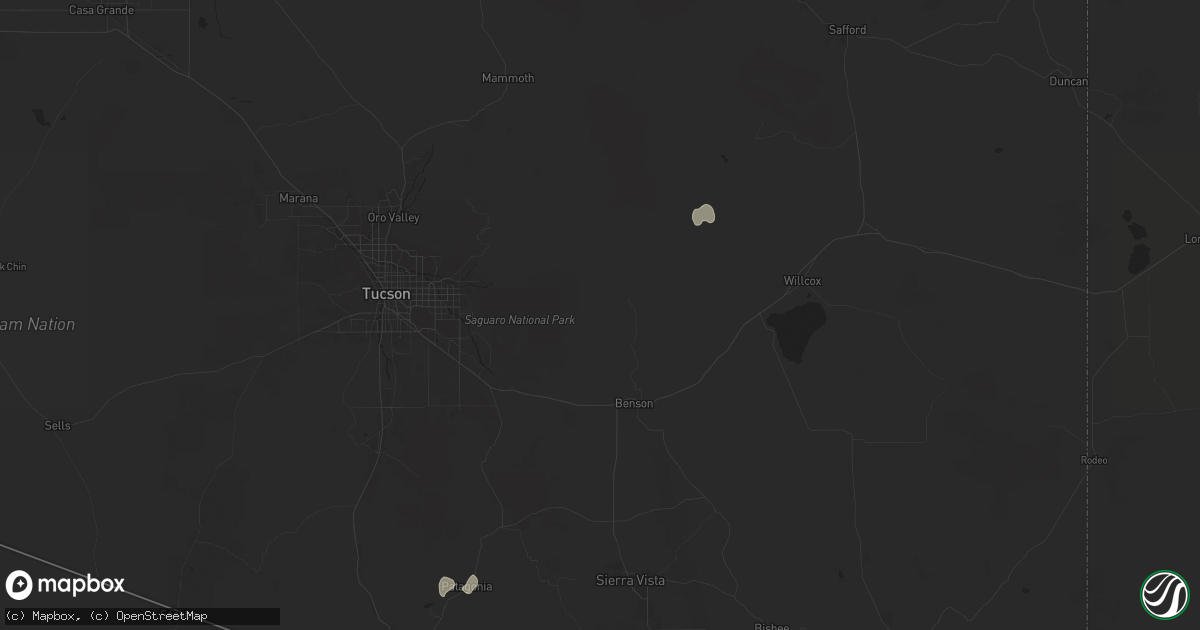 Hail map in Benson, AZ on August 8, 2024