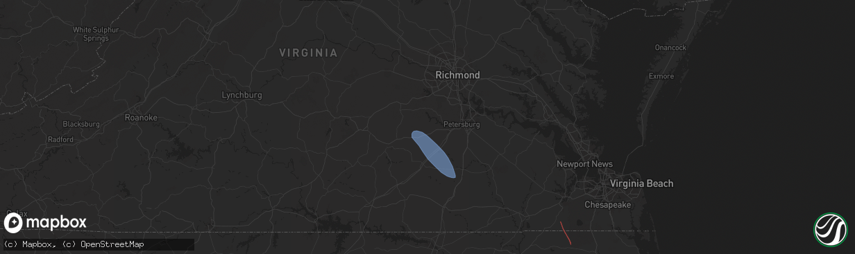 Hail map in Church Road, VA on August 8, 2024