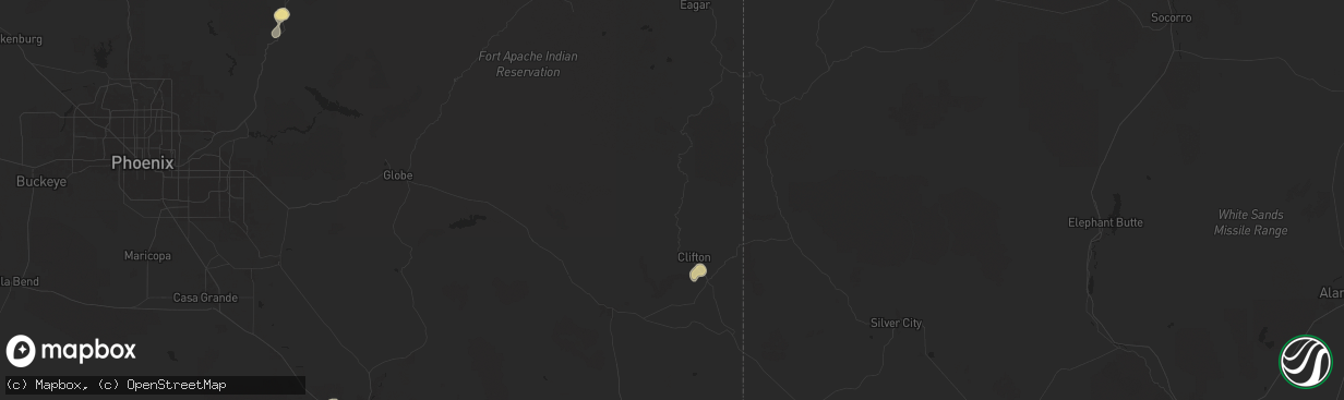 Hail map in Clifton, AZ on August 8, 2024