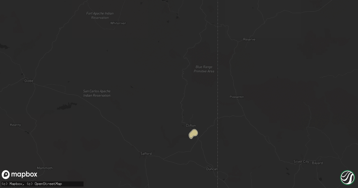 Hail map in Clifton, AZ on August 8, 2024