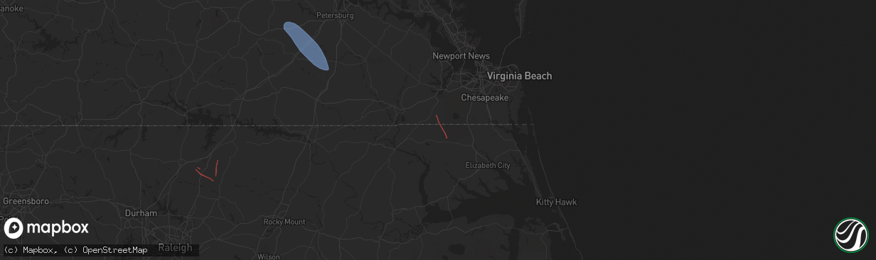 Hail map in Corapeake, NC on August 8, 2024