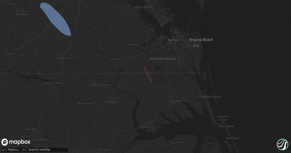 Hail map in Corapeake, NC on August 8, 2024