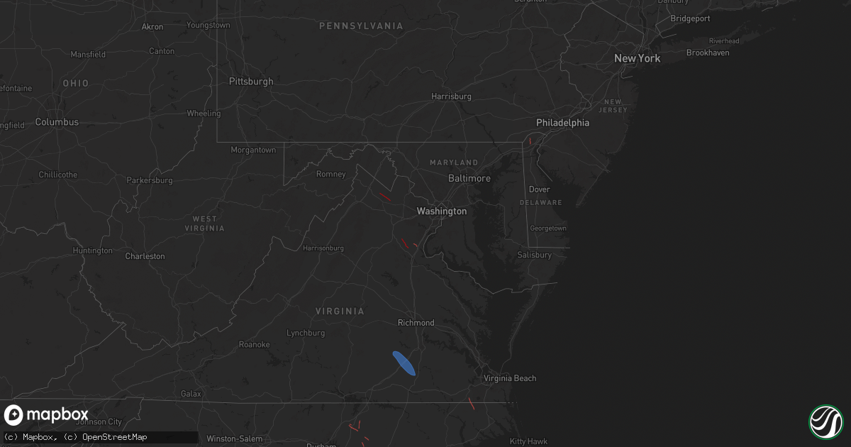 Hail map in Delaware on August 8, 2024