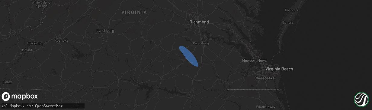 Hail map in Dewitt, VA on August 8, 2024