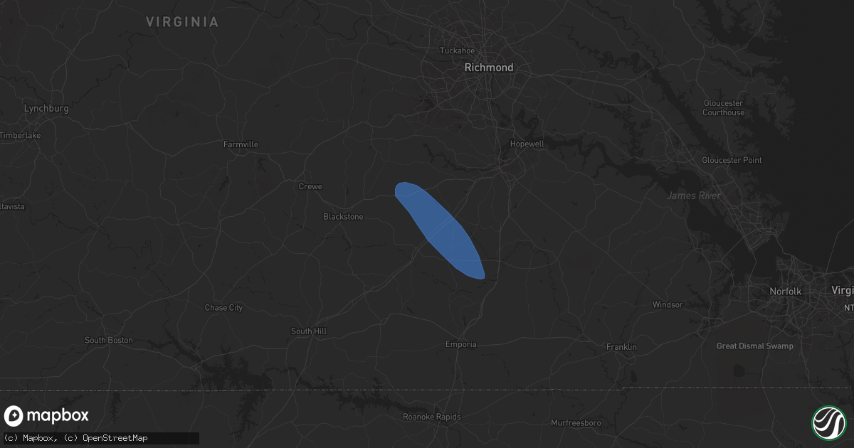 Hail map in Dewitt, VA on August 8, 2024